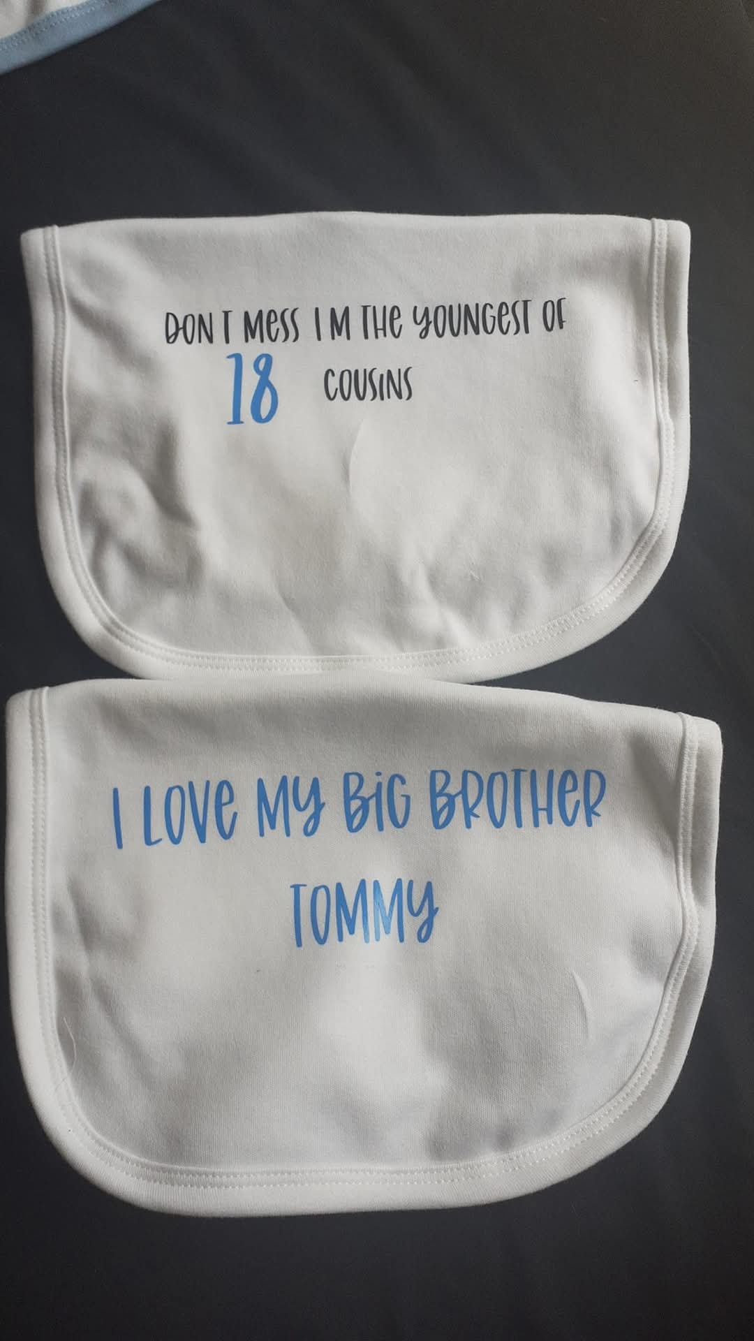 Personalised Babygrows, vests and bibs