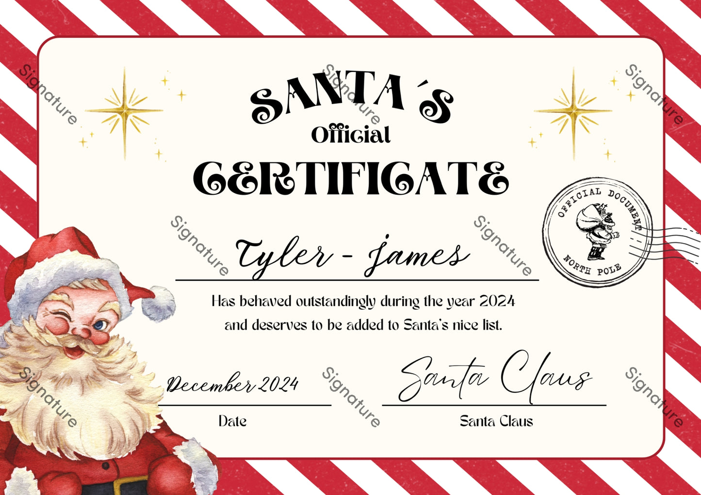 Letter/Nice Certificate