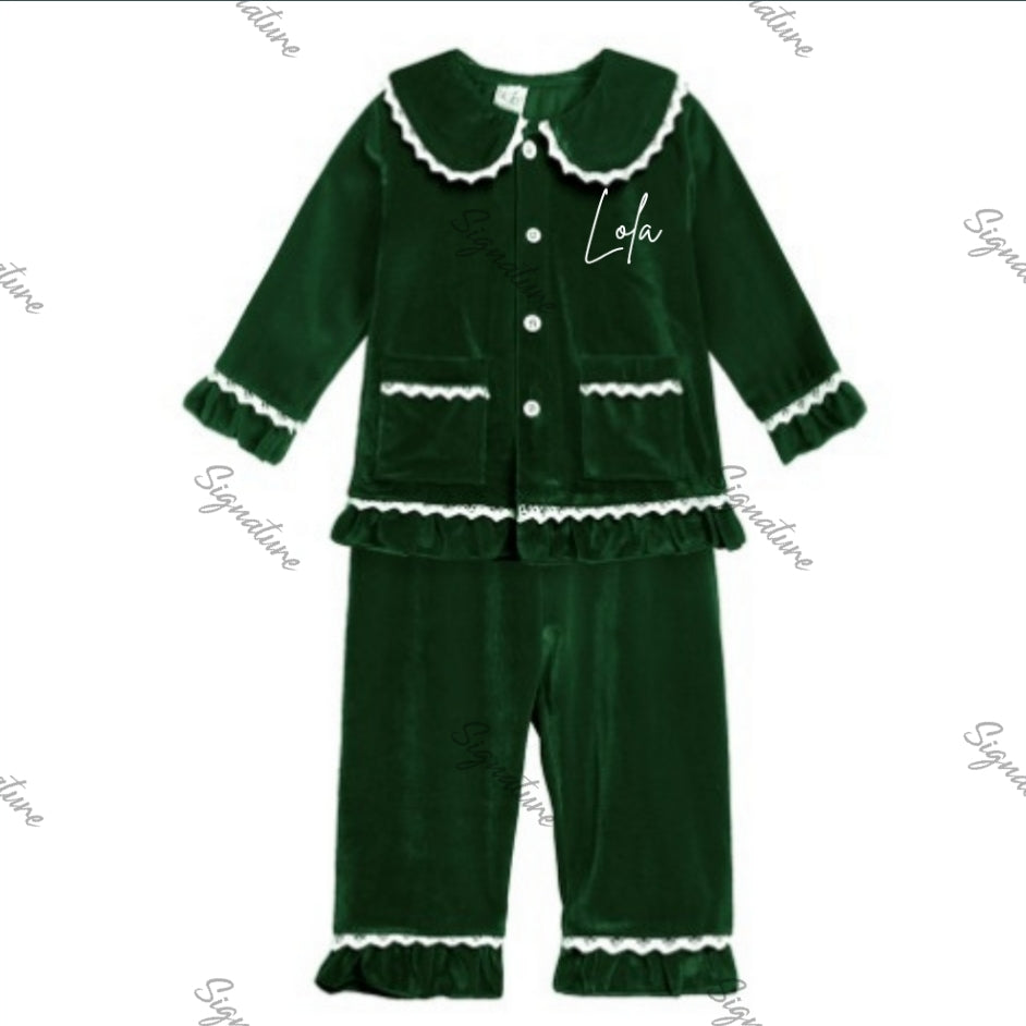 Personalised kids velour Christmas Pjs