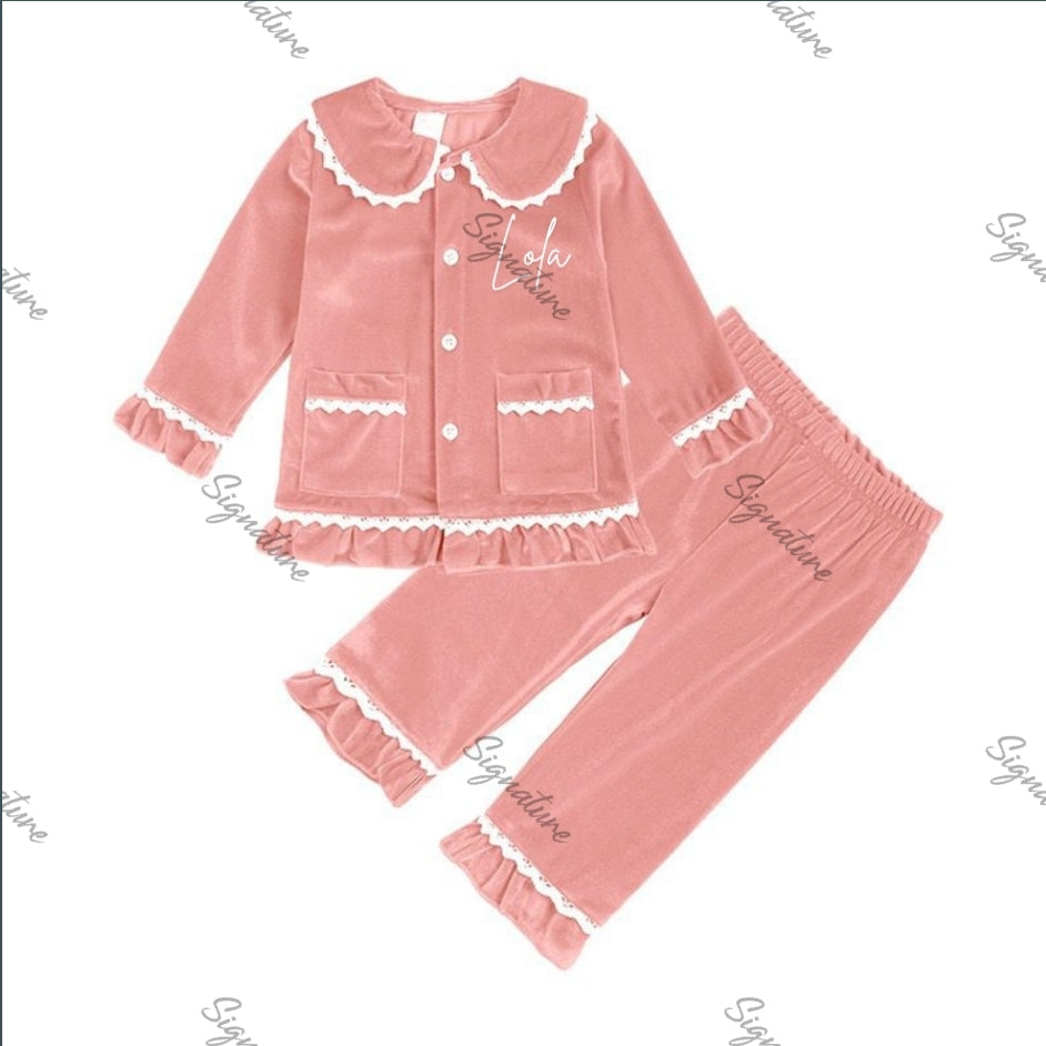 Personalised kids velour Christmas Pjs