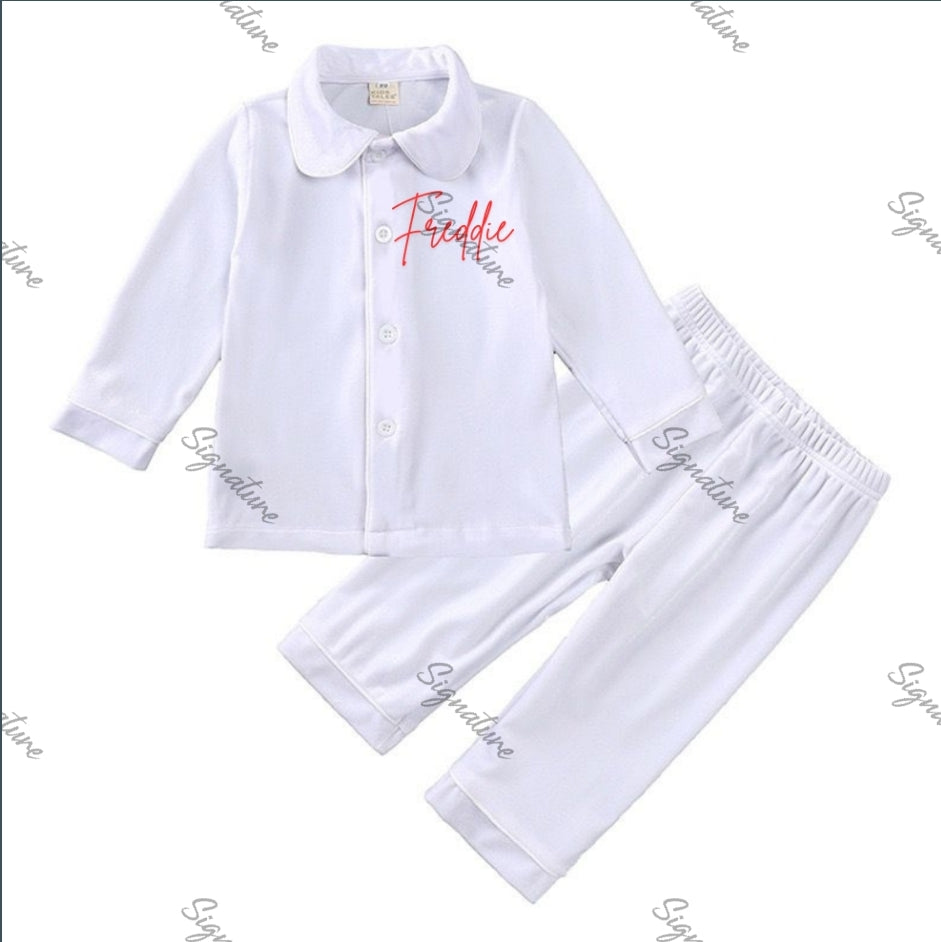Personalised kids velour Christmas Pjs