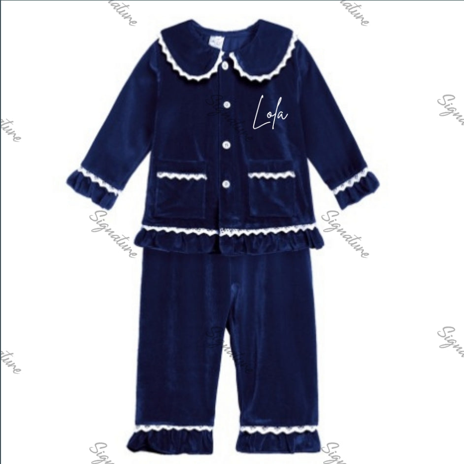 Personalised kids velour Christmas Pjs