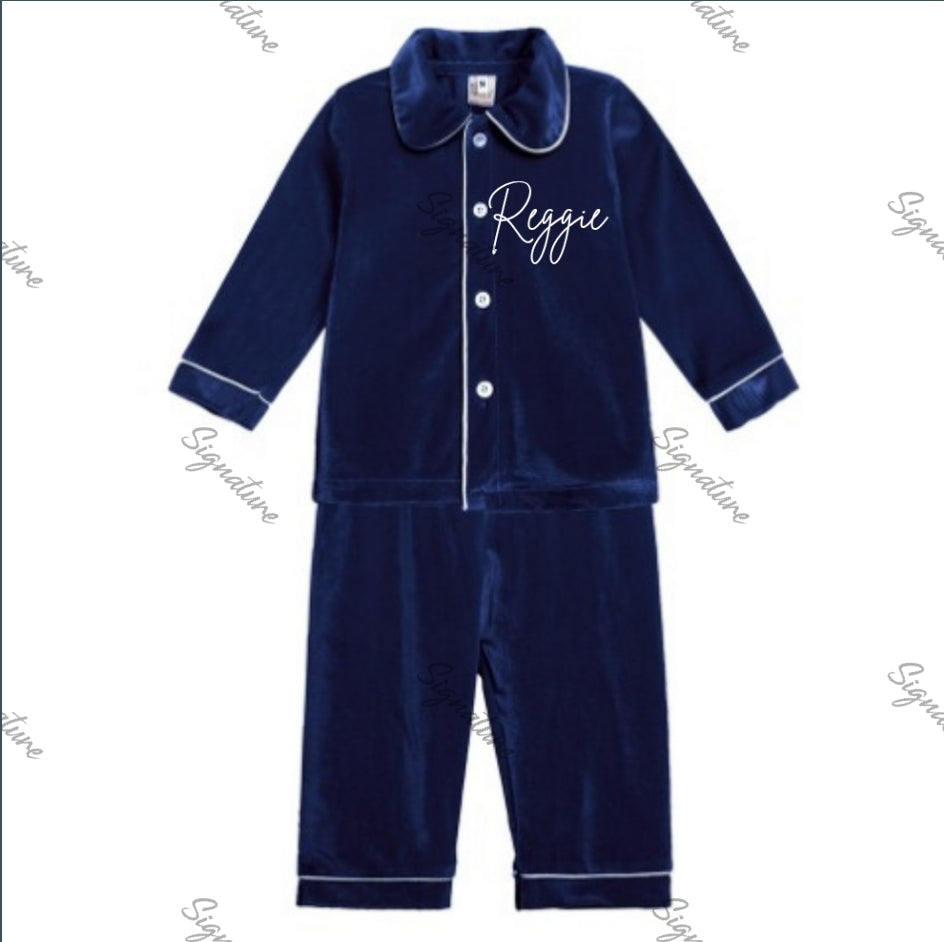 Personalised kids velour Christmas Pjs