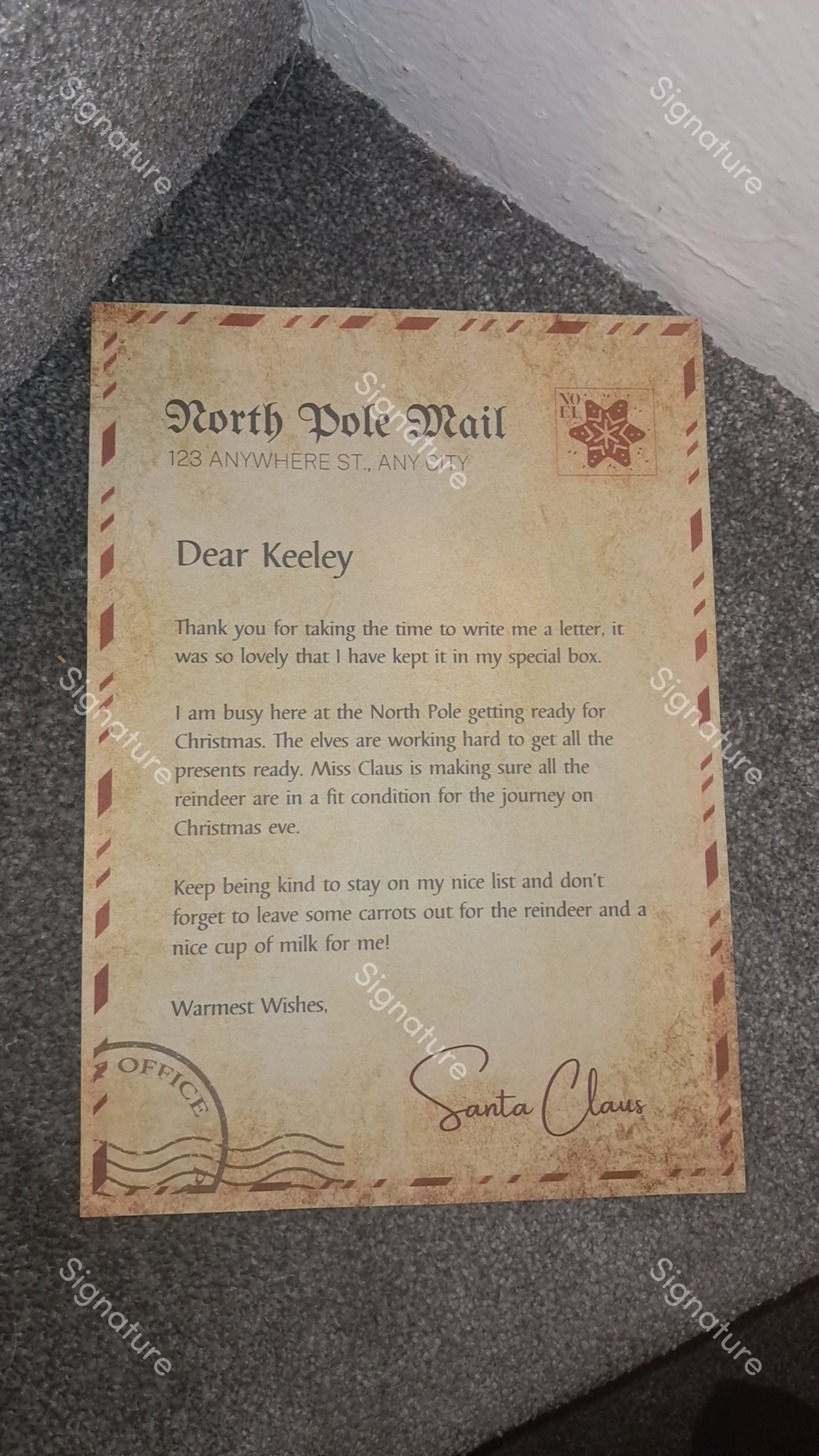 Letter/Nice Certificate