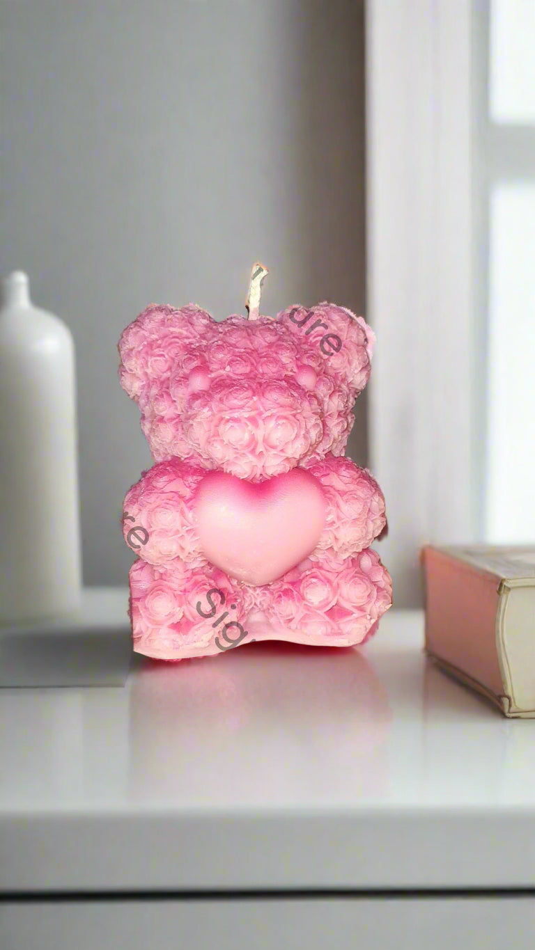 Rose Bear Candle