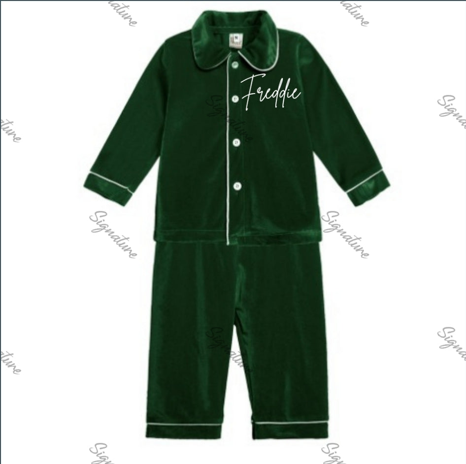 Personalised kids velour Christmas Pjs