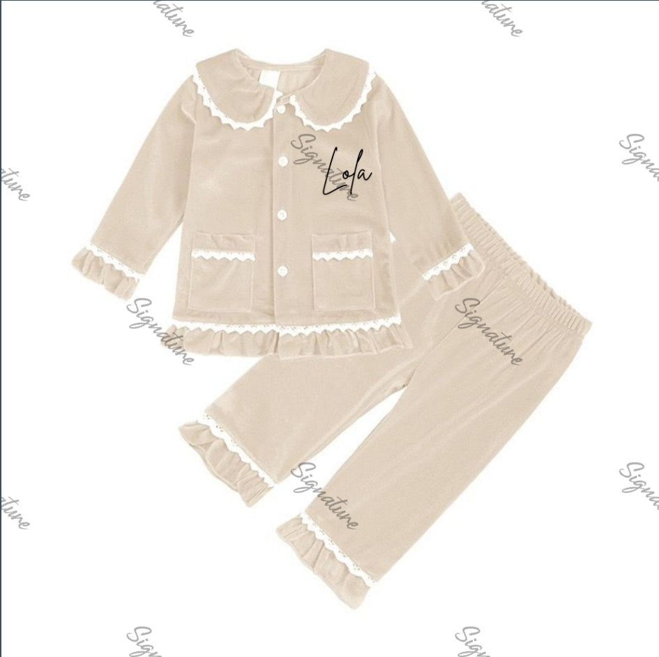 Personalised kids velour Christmas Pjs