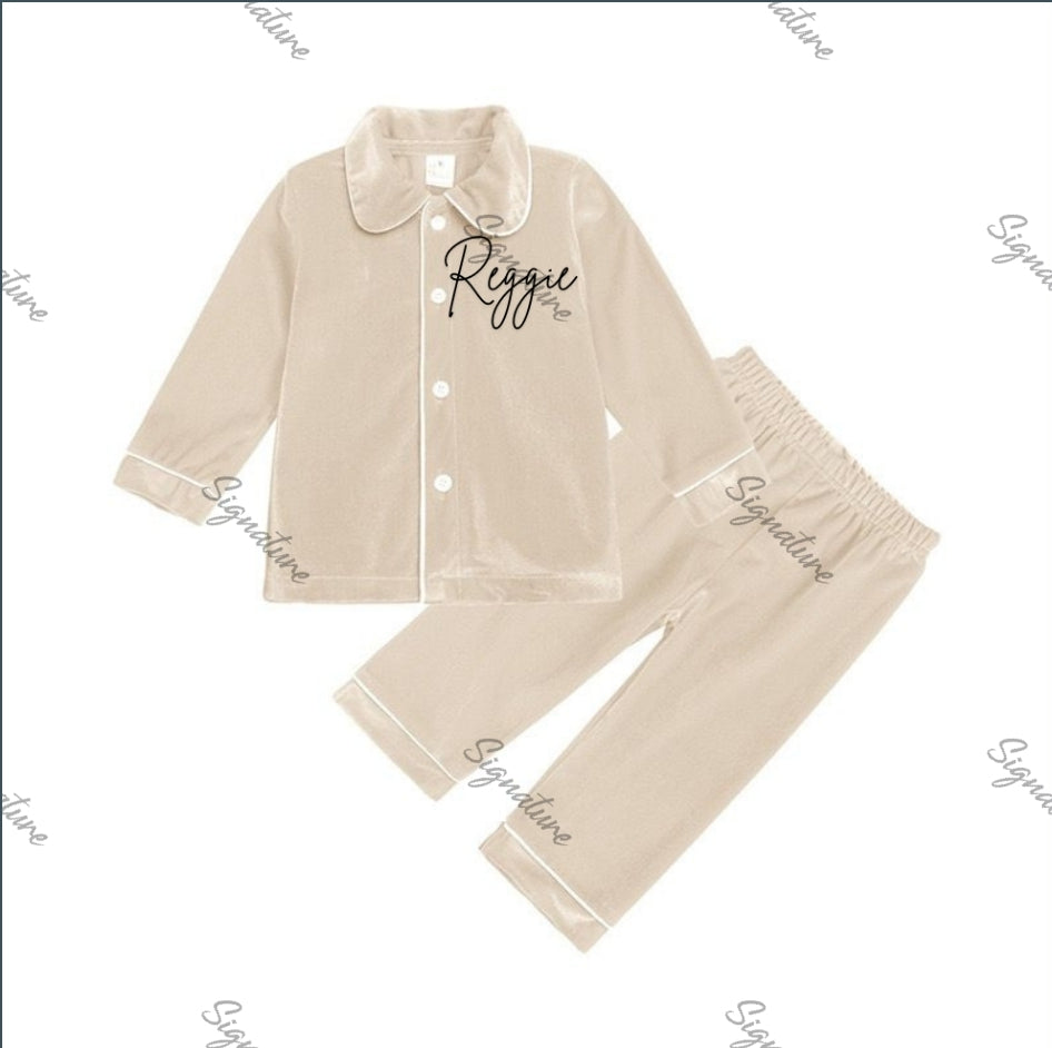 Personalised kids velour Christmas Pjs