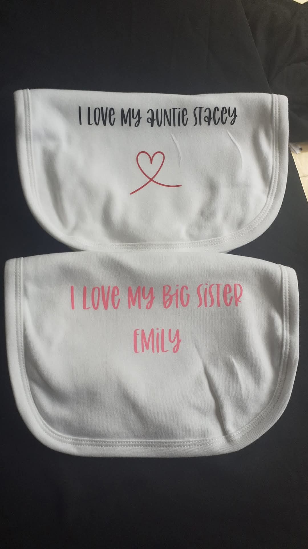 Personalised Babygrows, vests and bibs