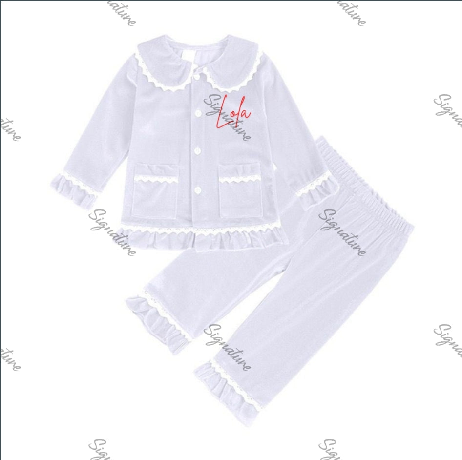 Personalised kids velour Christmas Pjs